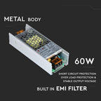 60W Zasilacz LED / Zasilanie:12V 5A / IP20