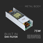 75W Zasilacz LED / Zasilanie:12V 6A / IP20