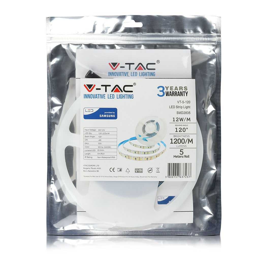 2835 Taśma LED / Chip SAMSUNG / Barwa:3000K / IP20 / Zasilanie: 12V / Rolka:5m