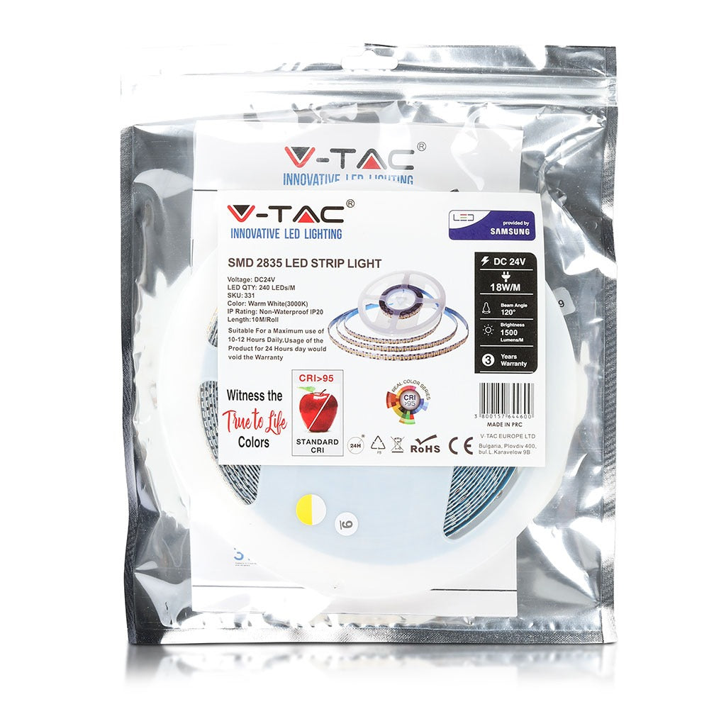 2835 Taśma LED / Chip SAMSUNG / Barwa:6400K / IP20 / Zasilanie: 24V / Rolka:10m