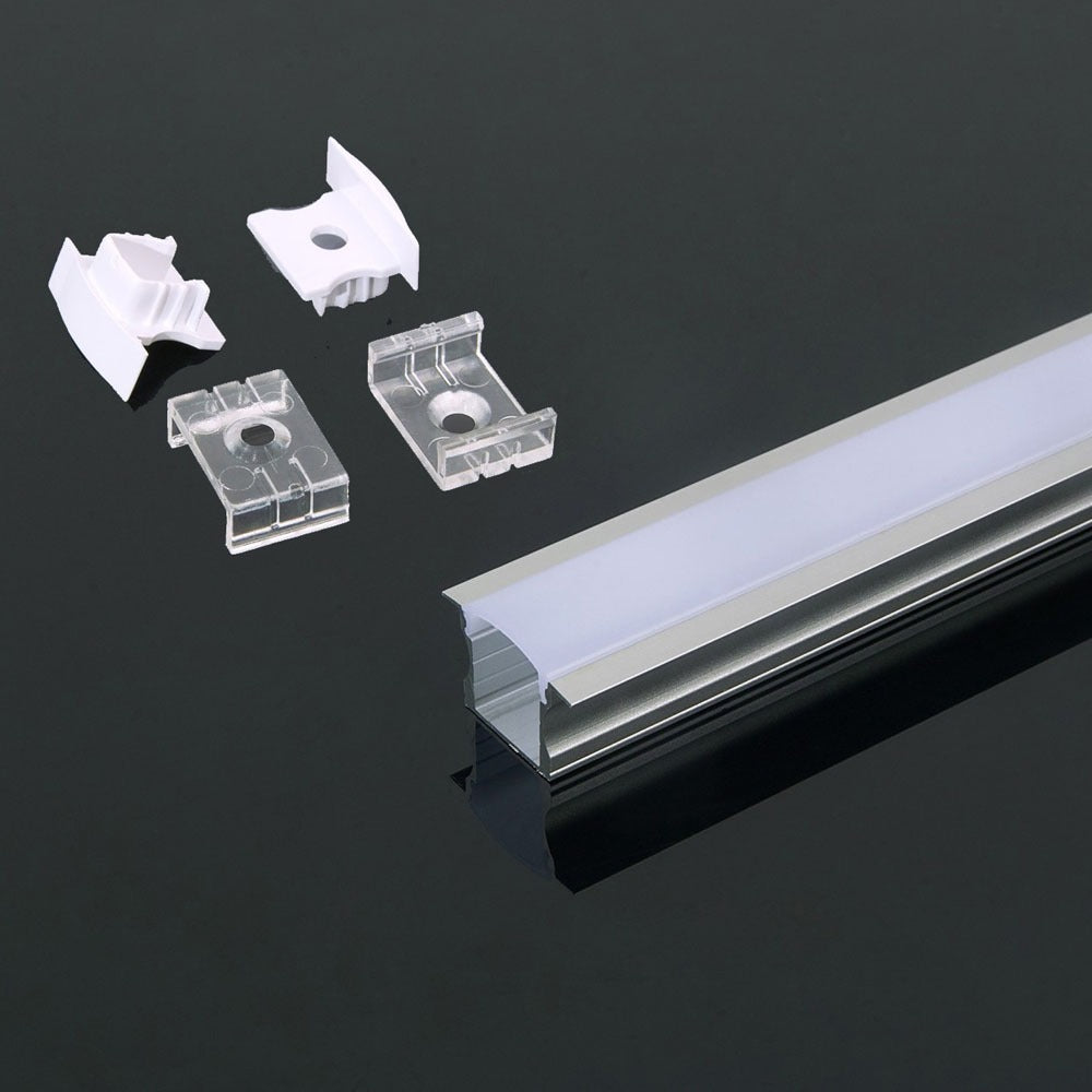 Profil Aluminiowy do paska LED wpuszczany/ 2000mmx23mmx15.5mm / Klosz: Mleczny / Kolor: Aluminium