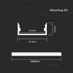 Profil Aluminiowy do paska LED na powierzchniowy / 2000mmx23.5mmx10mm / Klosz: Mleczny / Kolor: Aluminium