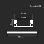 Profil Aluminiowy do paska LED na powierzchniowy / 2000mmx17.4mmx7mm / Klosz: Mleczny / Kolor: Aluminium