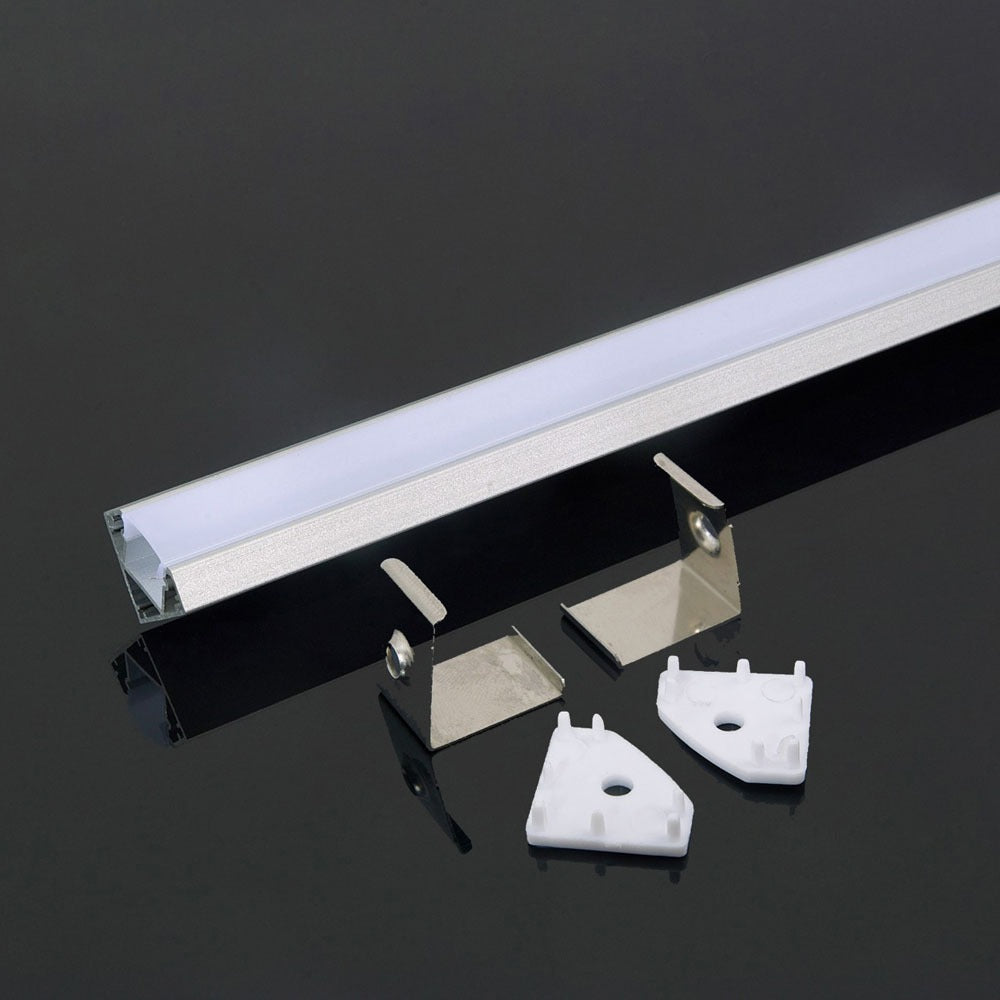 Profil Aluminiowy do paska LED na powierzchniowy narożny / 2000mmx19mmx19mm / Klosz: Mleczny / Kolor: Aluminium
