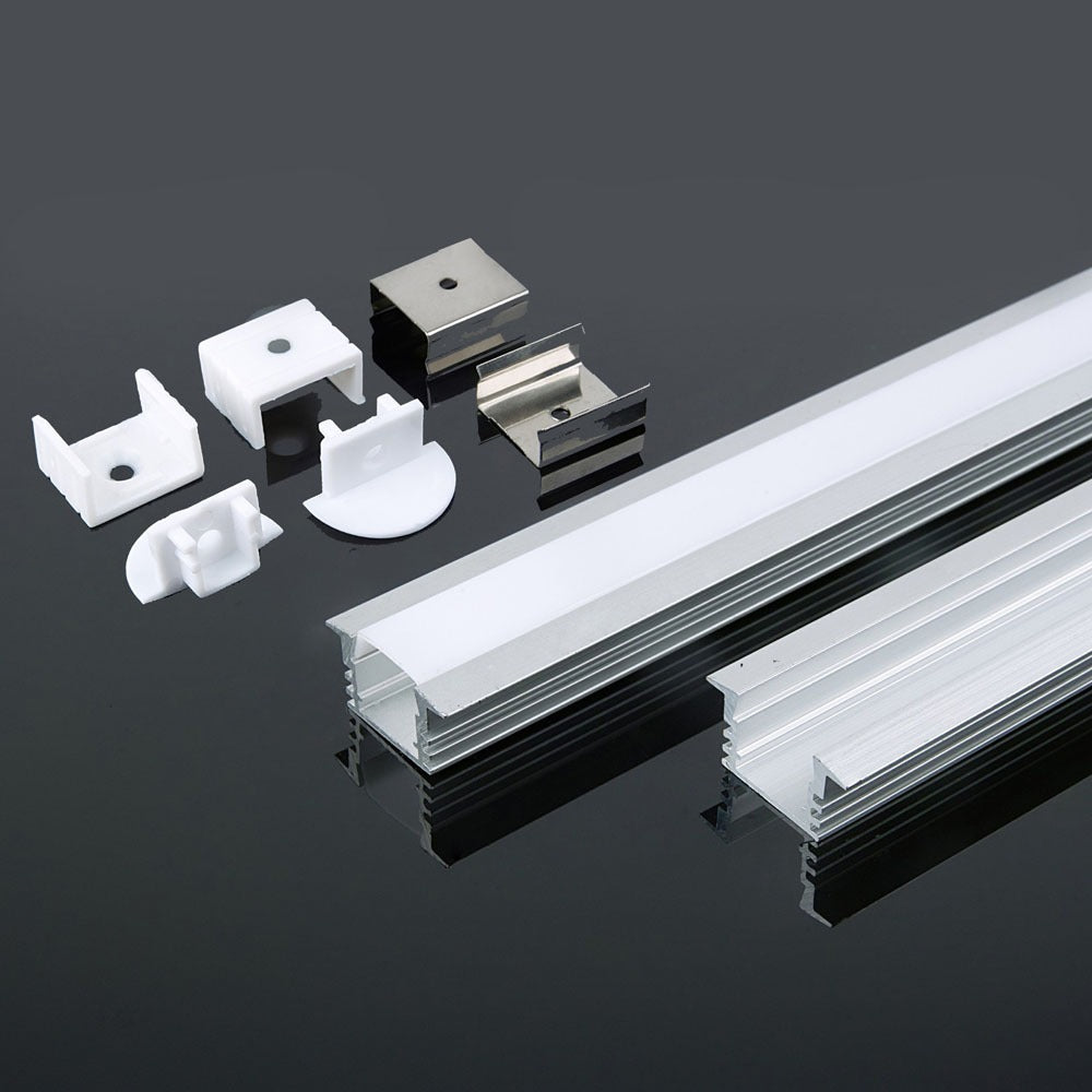 Profil Aluminiowy do paska LED wpuszczany / 2000mmx24.5mmx12.2mm / Klosz: Mleczny / Kolor: Aluminium