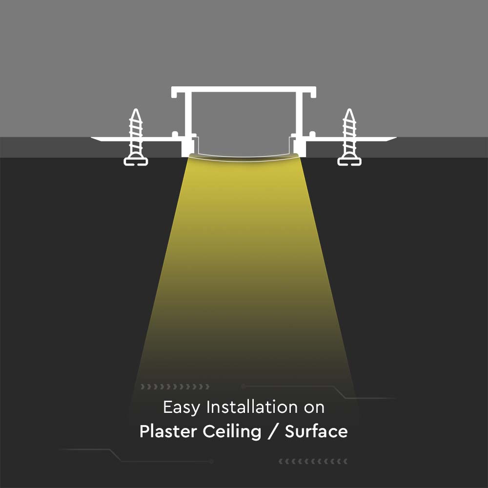 Profil Aluminiowy do paska LED wpuszczany do zabudowy karton gips / 2000x61.5x14mm / Klosz: Mleczny / Kolor: Aluminium