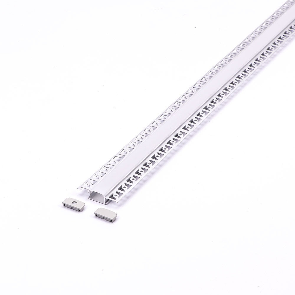Profil Aluminiowy do paska LED wpuszczany do zabudowy karton gips / 2000x61.5x14mm / Klosz: Mleczny / Kolor: Aluminium