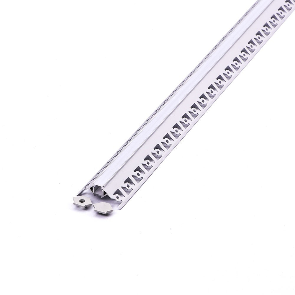 Profil Aluminiowy do paska LED wpuszczany narożny do zabudowy karton gips / 2000x50.12x22.34mm / Klosz: Mleczny / Kolor: Aluminium