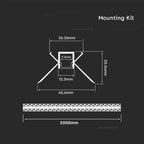 Profil Aluminiowy do paska LED wpuszczany narożny do zabudowy karton gips / 2000x45.4x25.14mm / Klosz: Mleczny / Kolor: Aluminium
