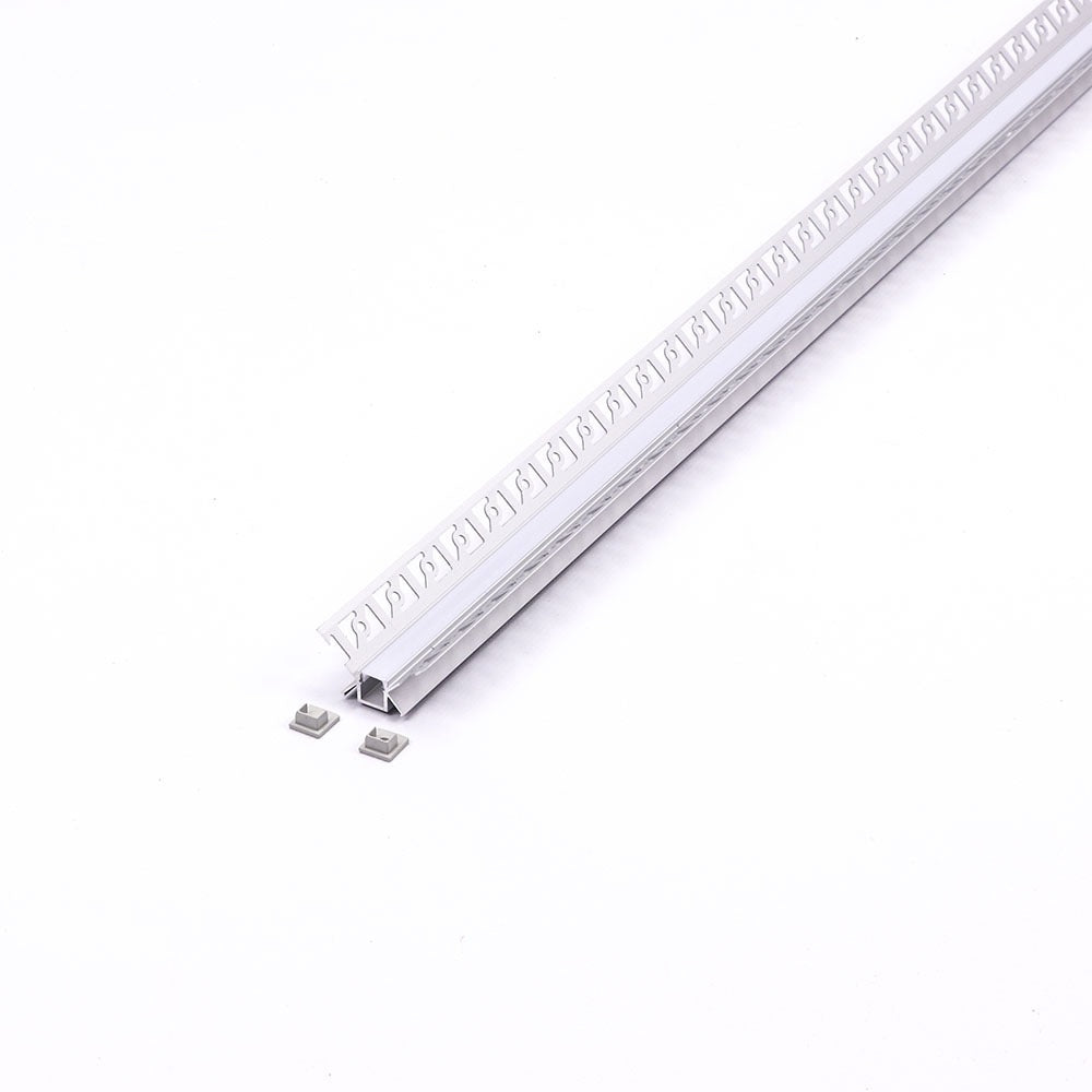 Profil Aluminiowy do paska LED wpuszczany narożny do zabudowy karton gips / 2000x45.4x25.14mm / Klosz: Mleczny / Kolor: Aluminium