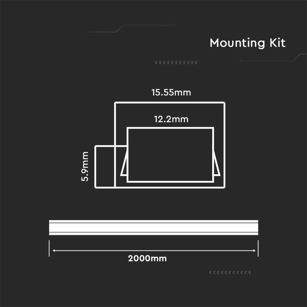 Profil Aluminiowy do paska LED na powierzchniowy / 2000mmx16mmx7mm / Klosz: Mleczny / Kolor: Aluminium