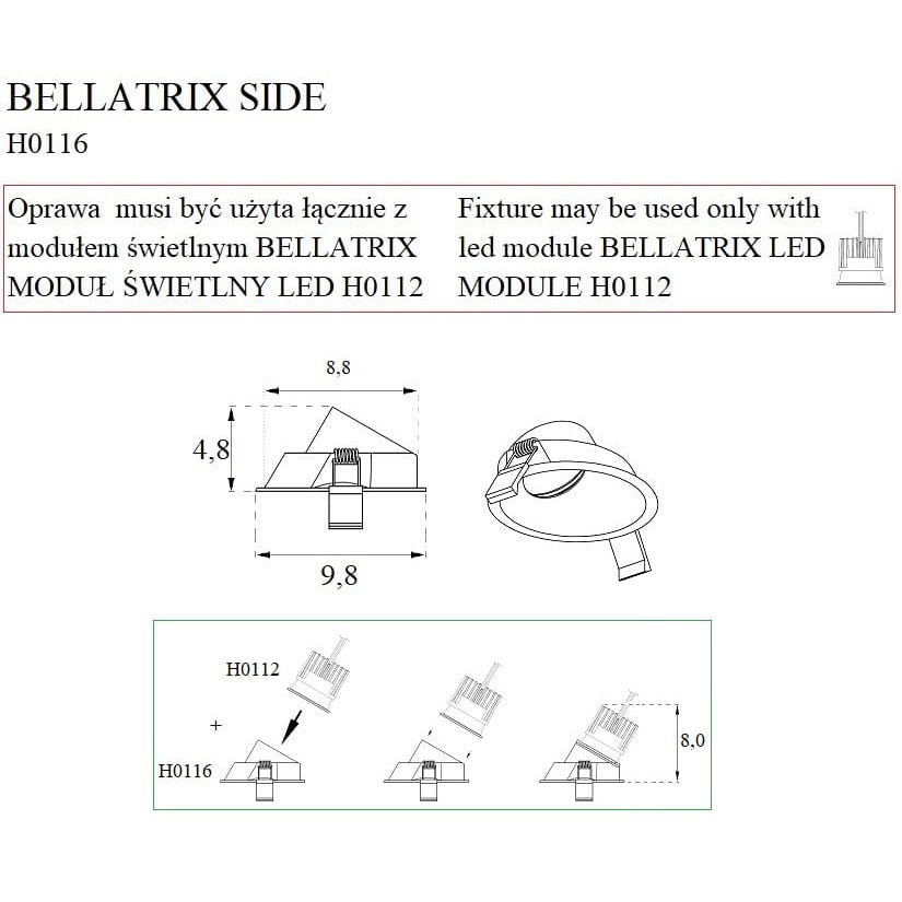 Maxlight Oprawa wpuszczana Bellatrix Side - Metal - Czarny H0116