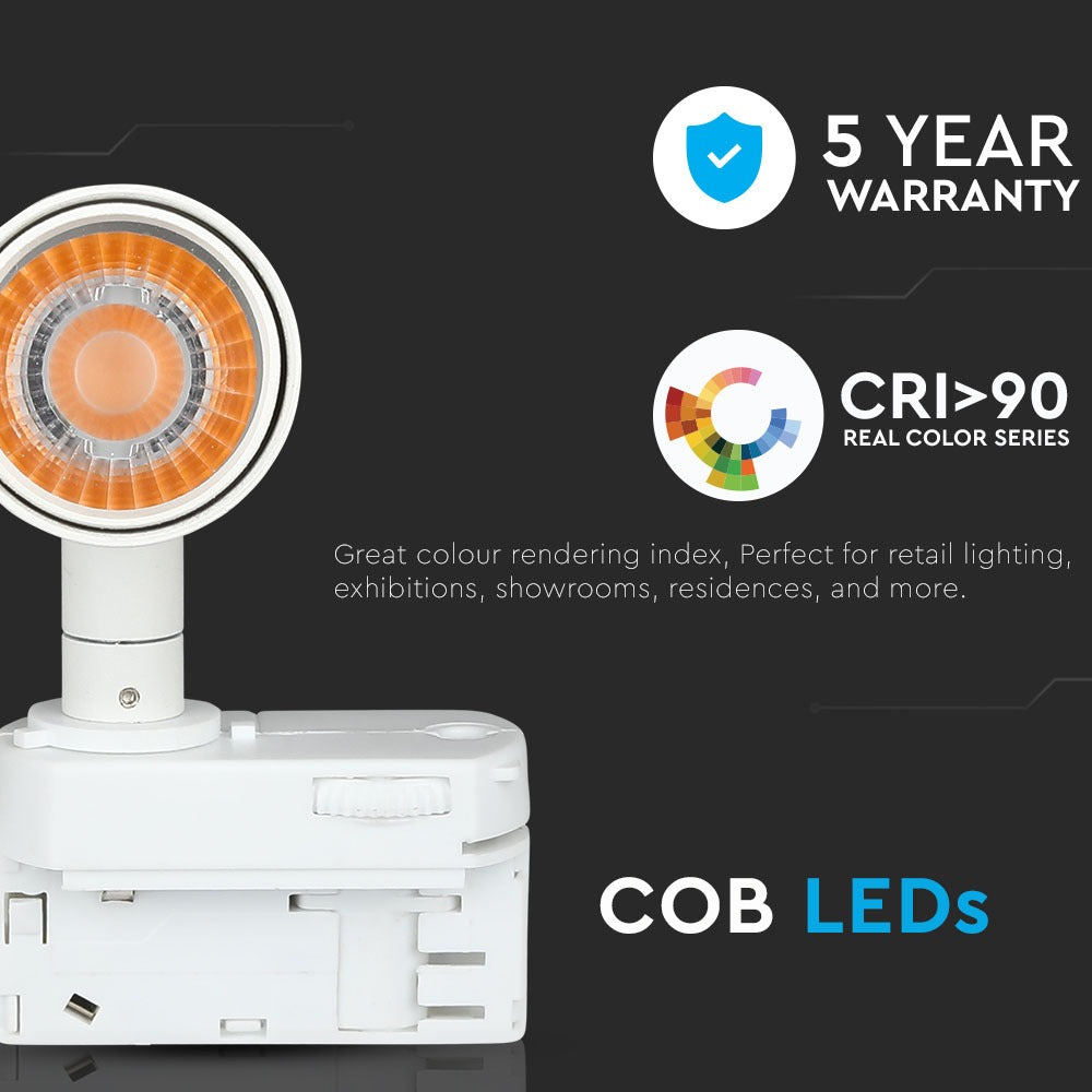 7W Lampa LED na szynoprzewód / Chip SAMSUNG / Barwa:4000K / 5 Lat gwarancji / Obudowa: Biała