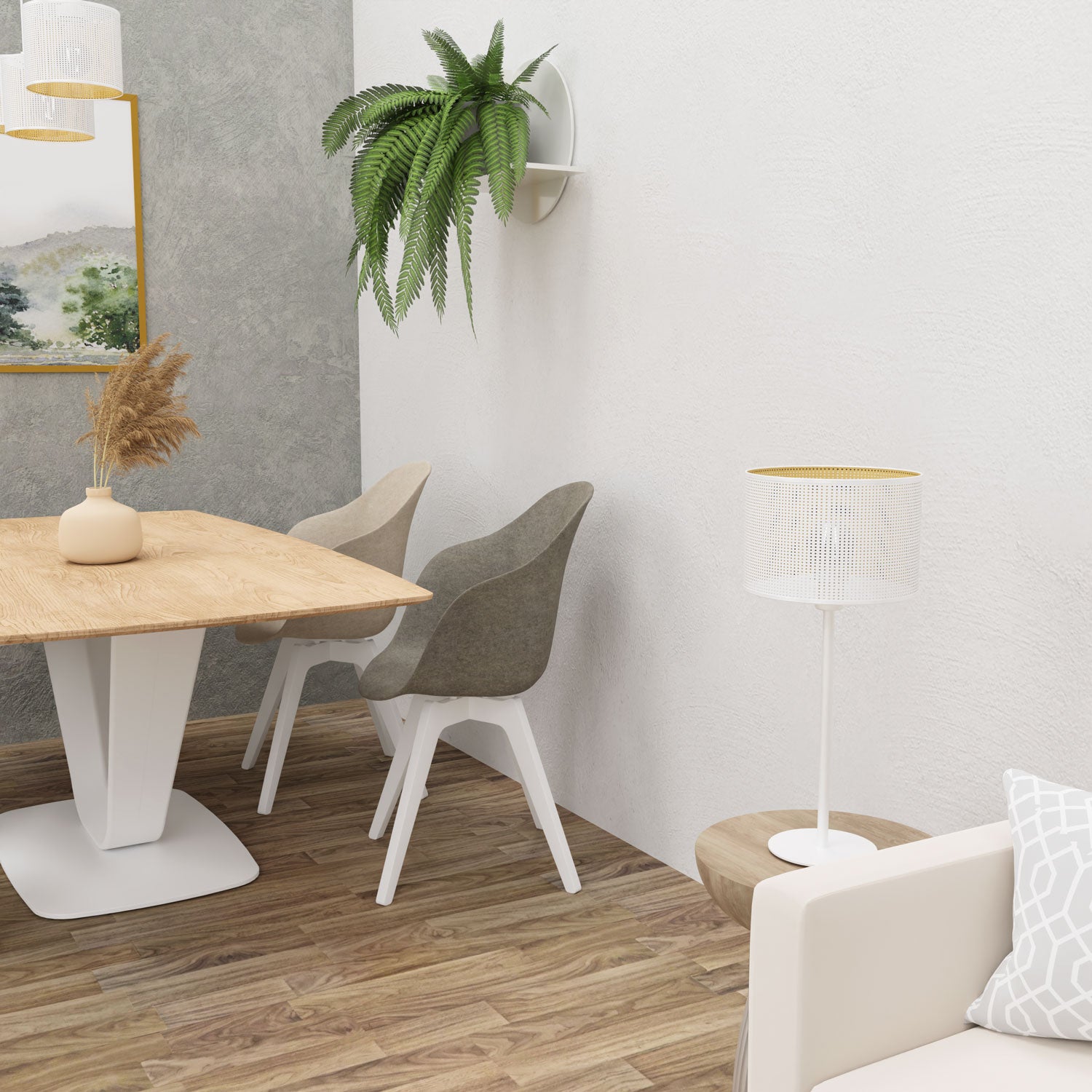 lampka gab. H 58 Loft shade white, cylinder shade dia 250, h 170 white/gold 1xE27