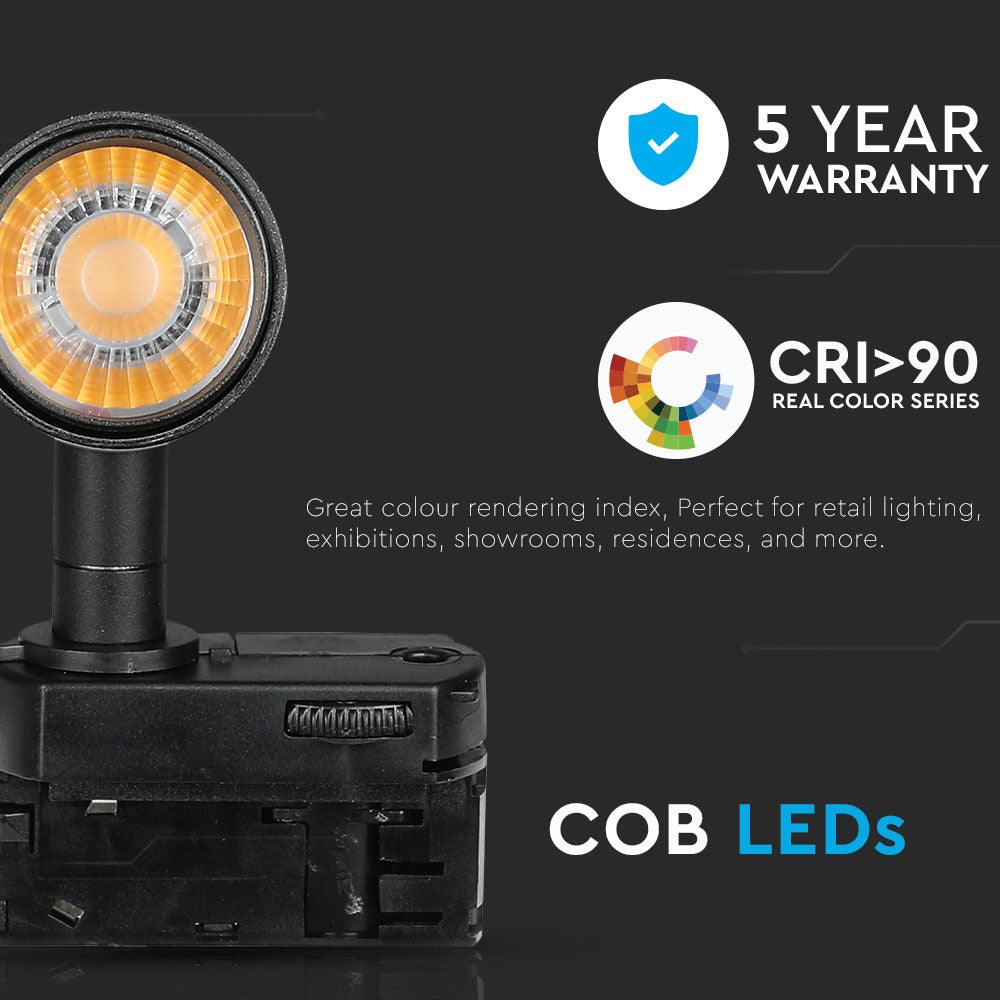 7W Lampa LED na szynoprzewód / Chip SAMSUNG / Barwa:5000K / 5 Lat gwarancji / Obudowa: Czarna