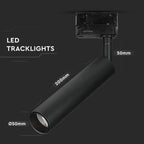15W Lampa LED na szynoprzewód / Chip SAMSUNG / Barwa:3000K / 5 Lat gwarancji / Obudowa: Czarna