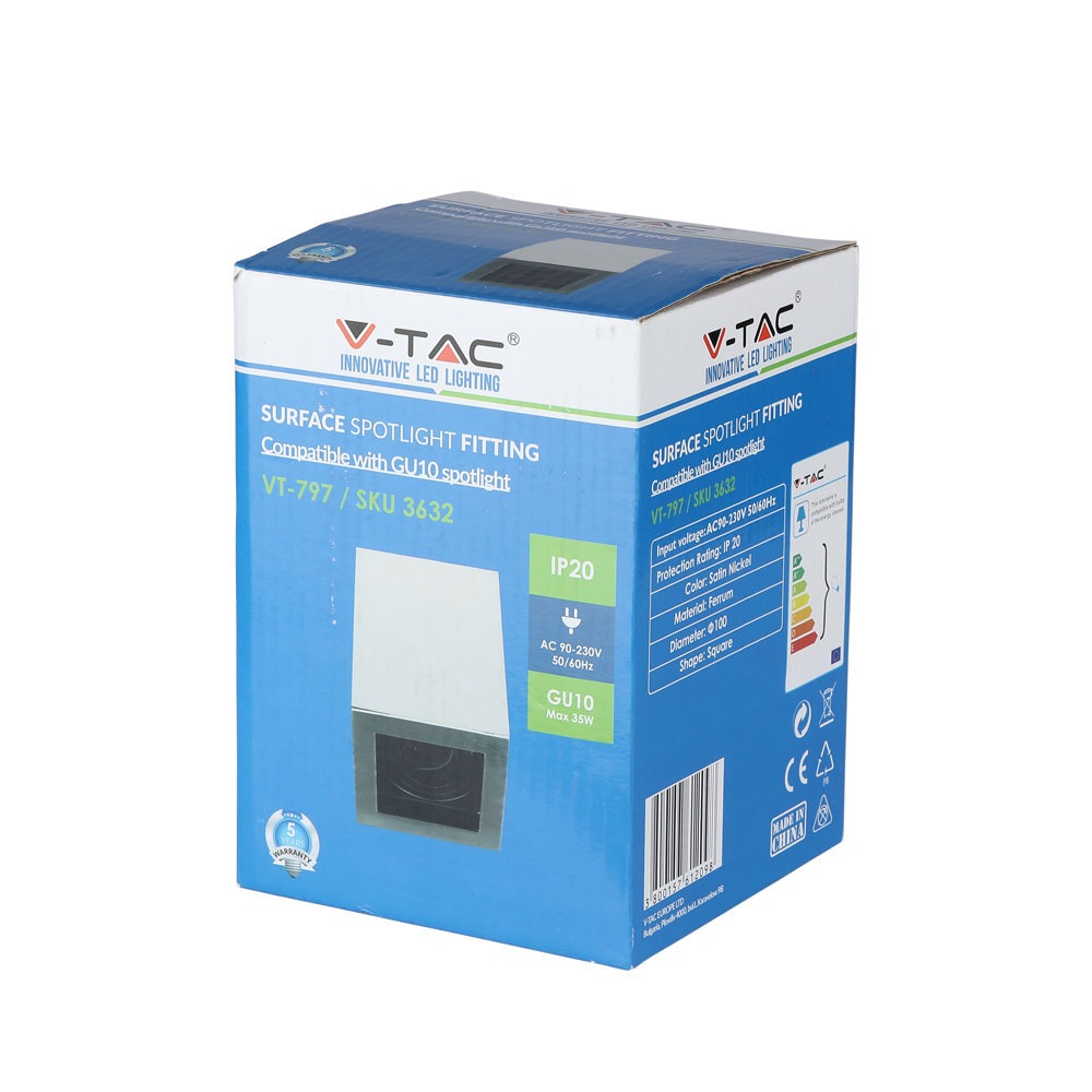 Oprawa wpuszczana Spot / Trzonek:GU10 / Satyna / Kwadratowa