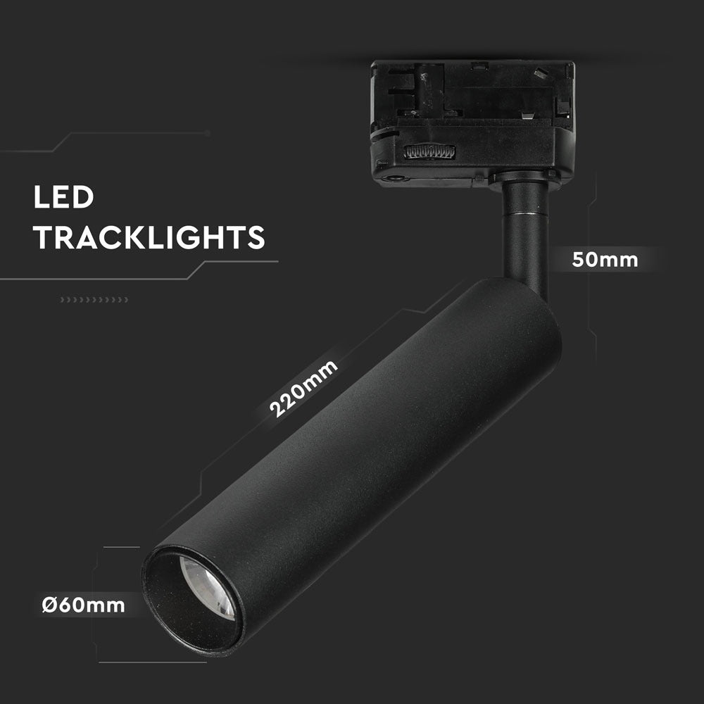20W Lampa LED na szynoprzewód / Chip SAMSUNG / Barwa:3000K / 5 Lat gwarancji / Obudowa: Czarna