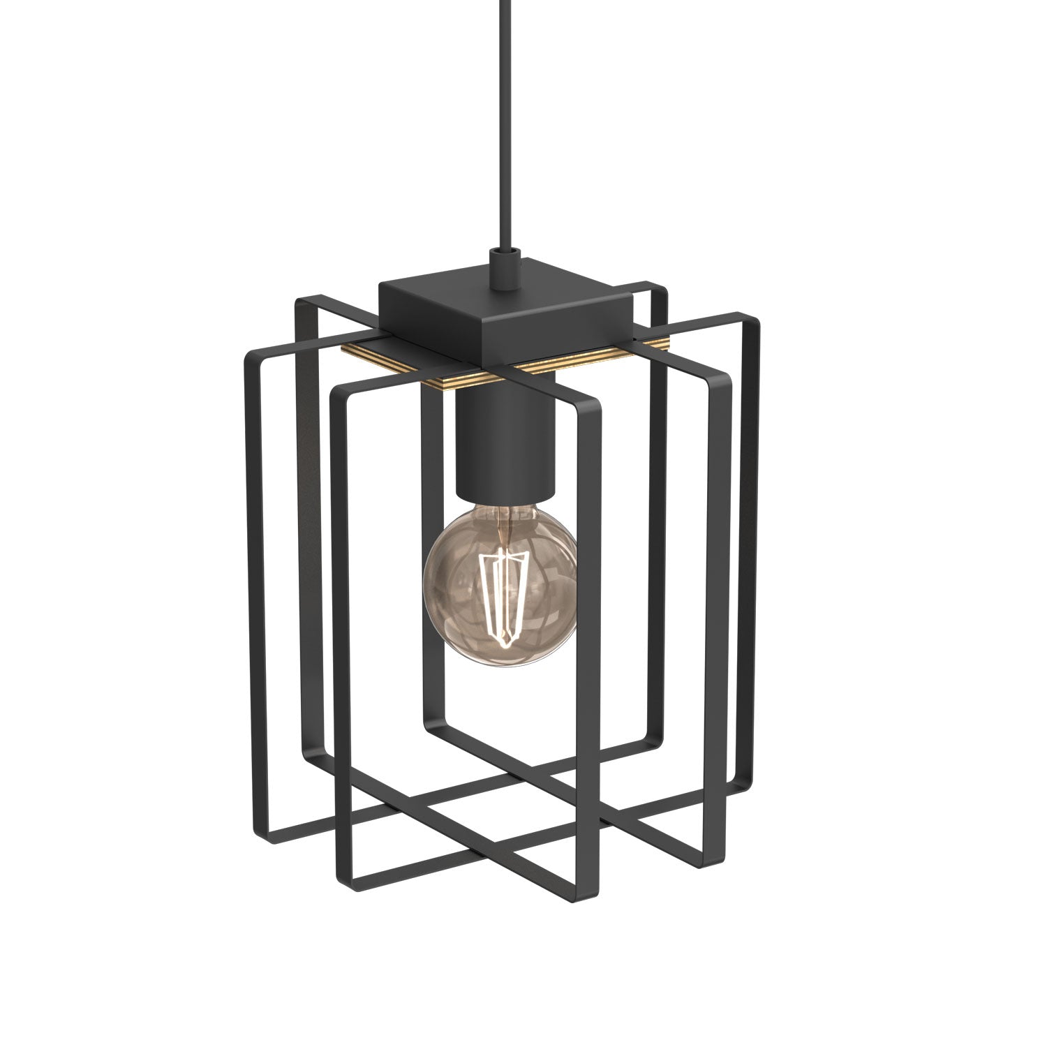 żyrandol Kortez black/wood 1xE27