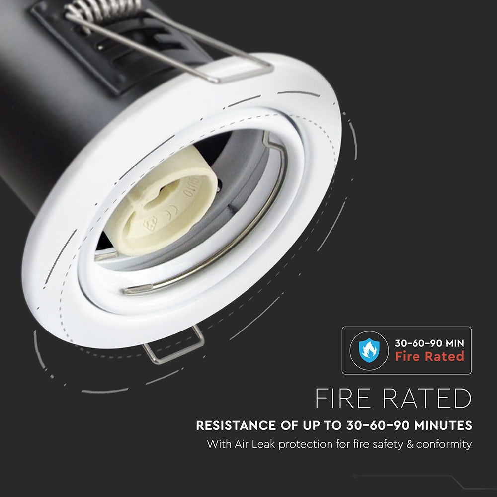 Oprawa wpuszczana downlight GU10 / Ognioodporność min: 30-60-90 / Źródło zamykane pierścieniem / Biały