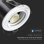 Oprawa wpuszczana downlight GU10 / Ognioodporność min: 30-60-90 / Źródło zamykane pierścieniem / Biały