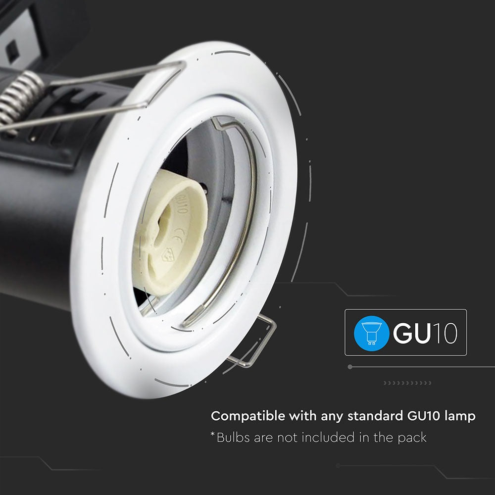 Oprawa wpuszczana downlight GU10 / Ognioodporność min: 30-60-90 / Źródło zamykane pierścieniem / Biały