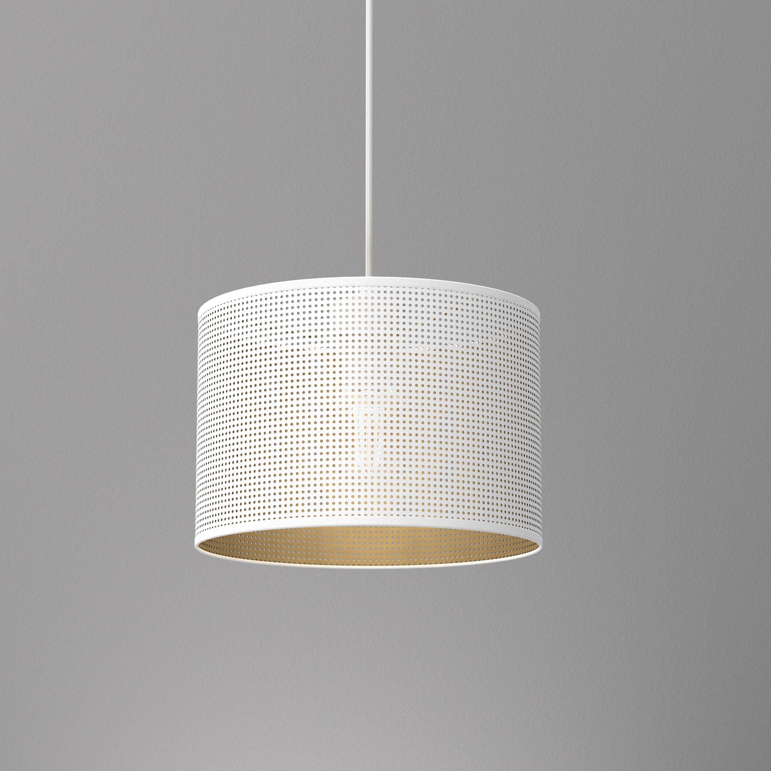 żyrandol Loft shade white, cylinder shade dia 250, h 170 white/gold 1xE27