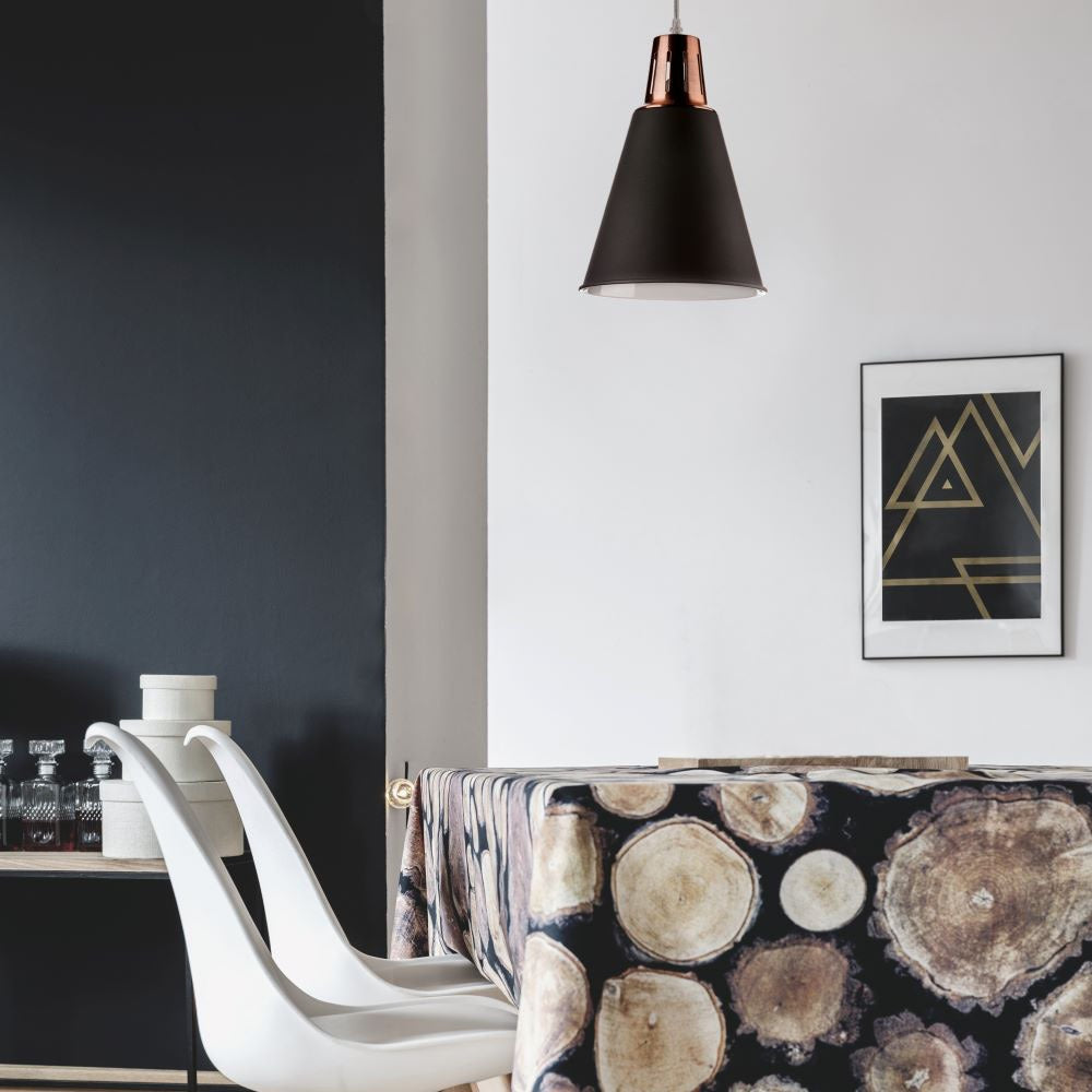60W Lampa wisząca / Miedź + Czarny / Trzonek:E27