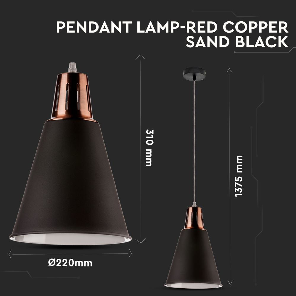 60W Lampa wisząca / Miedź + Czarny / Trzonek:E27