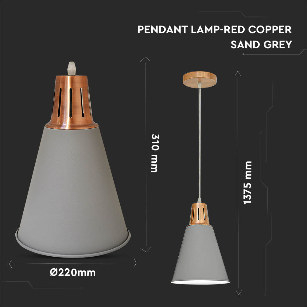 60W Lampa wisząca / Miedź + Szary / Trzonek:E27