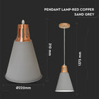 60W Lampa wisząca / Miedź + Szary / Trzonek:E27