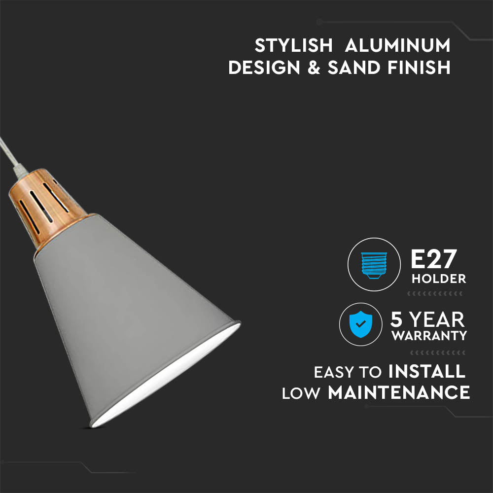 60W Lampa wisząca / Miedź + Szary / Trzonek:E27