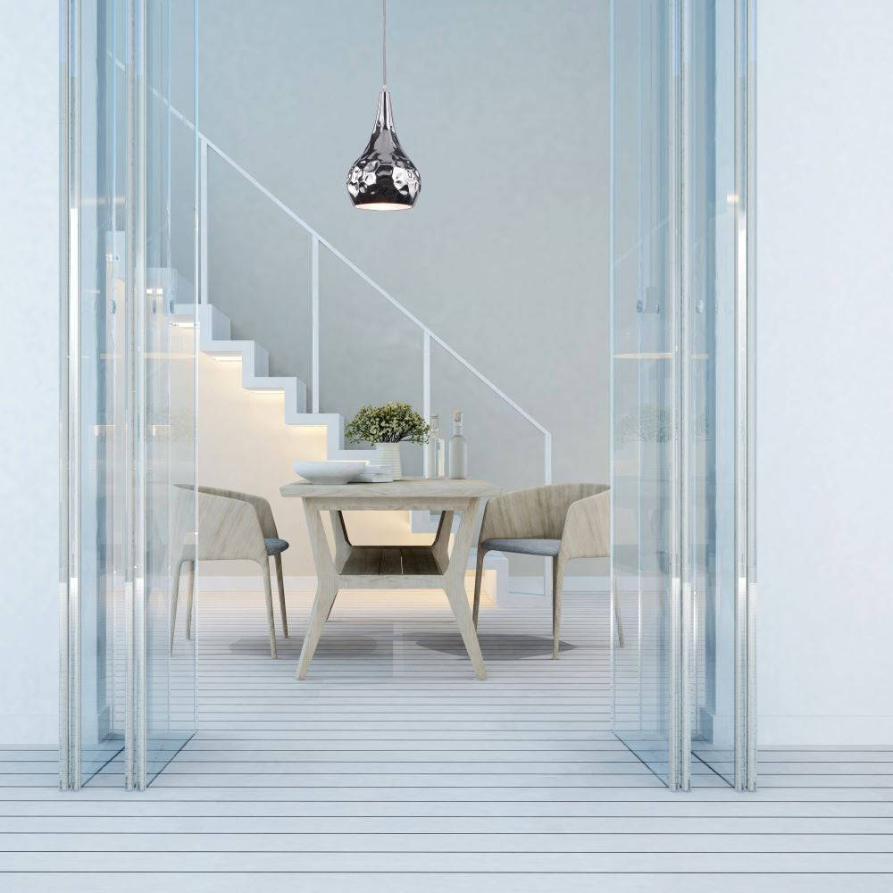 Lampa wisząca / Kula / Klosz: Chrom z przetłoczeniami / Średnica: 180