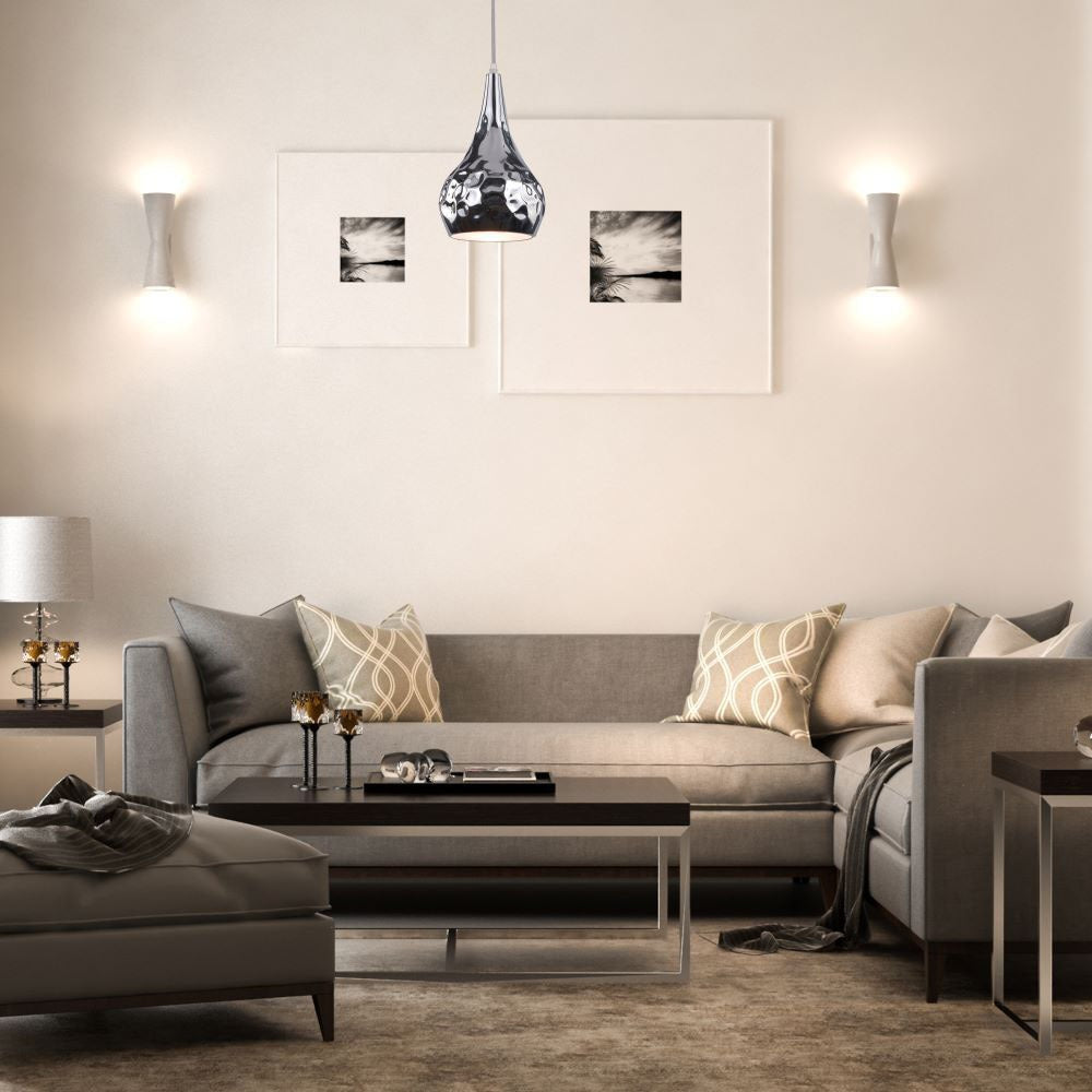 Lampa wisząca / Kula / Klosz: Chrom z przetłoczeniami / Średnica: 180