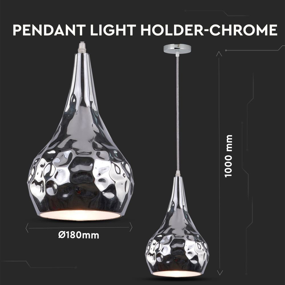 Lampa wisząca / Kula / Klosz: Chrom z przetłoczeniami / Średnica: 180