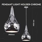 Lampa wisząca / Kula / Klosz: Chrom z przetłoczeniami / Średnica: 180