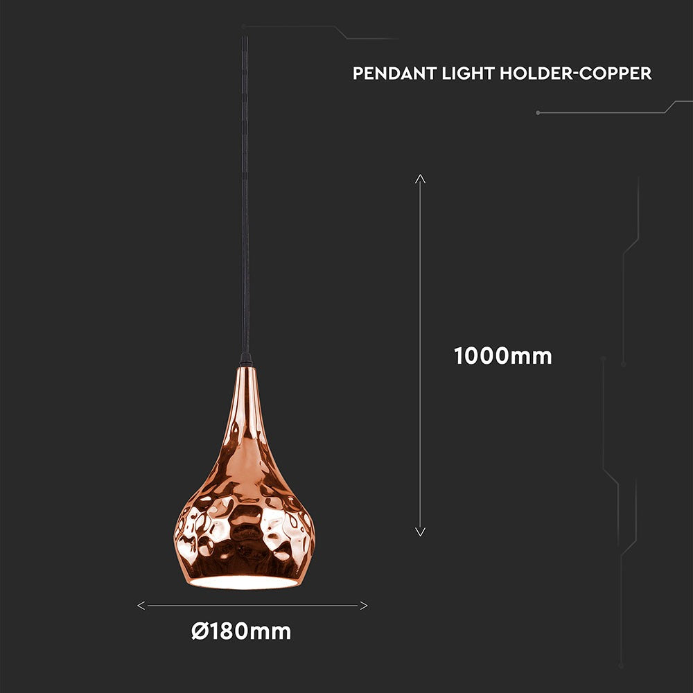 Lampa wisząca / Klosz: Miedź z przetłoczeniami / Średnica: 180