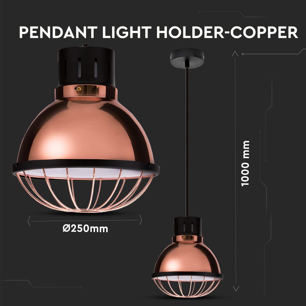 Lampa wisząca / Retro siatka / Klosz: Miedź / Średnica: 250