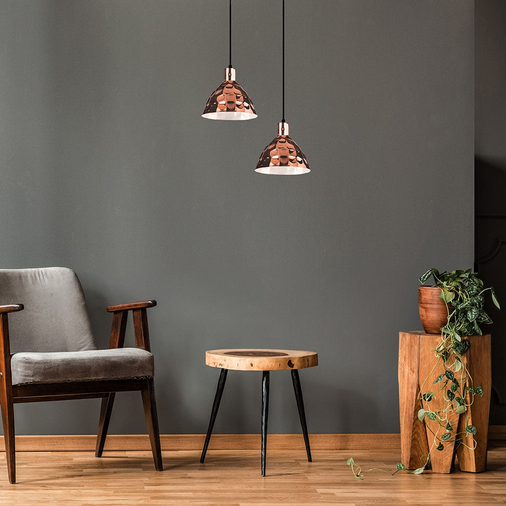 Lampa wisząca / Klosz: Miedź z przetłoczeniami / Średnica: 300
