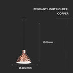 Lampa wisząca / Klosz: Miedź z przetłoczeniami / Średnica: 300