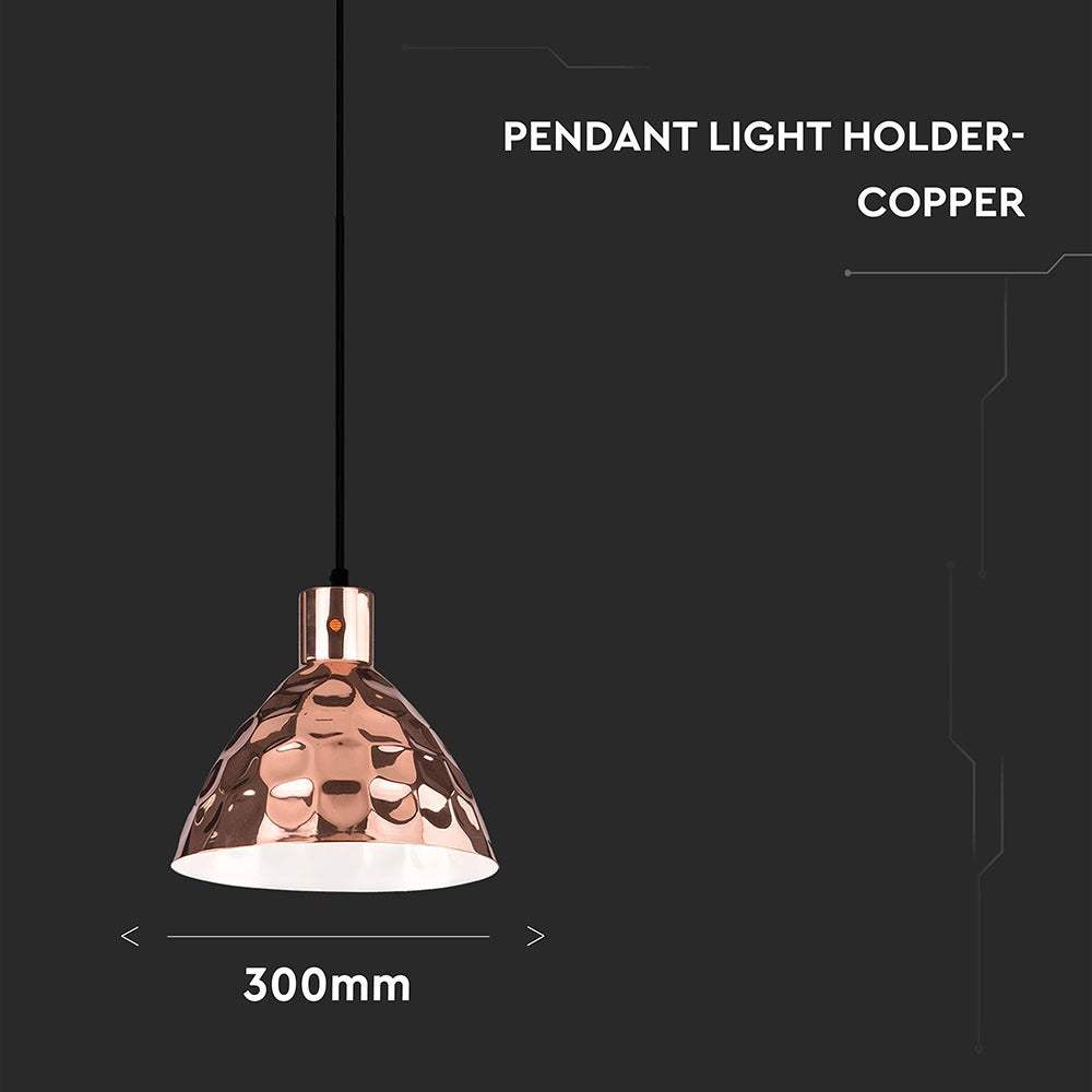 Lampa wisząca / Klosz: Miedź z przetłoczeniami / Średnica: 300