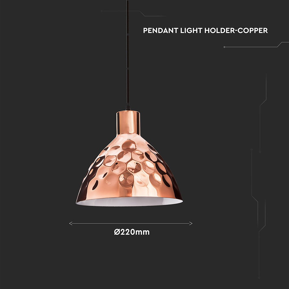 Lampa wisząca / Klosz: Miedź z przetłoczeniami / Średnica: 220