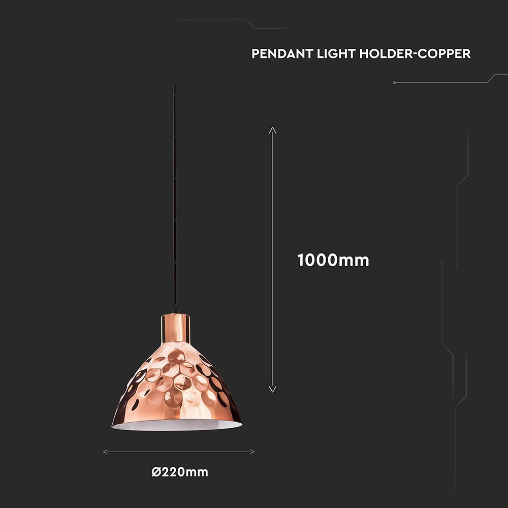 Lampa wisząca / Klosz: Miedź z przetłoczeniami / Średnica: 220