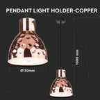 Lampa wisząca / Klosz: Miedź z przetłoczeniami / Średnica: 150