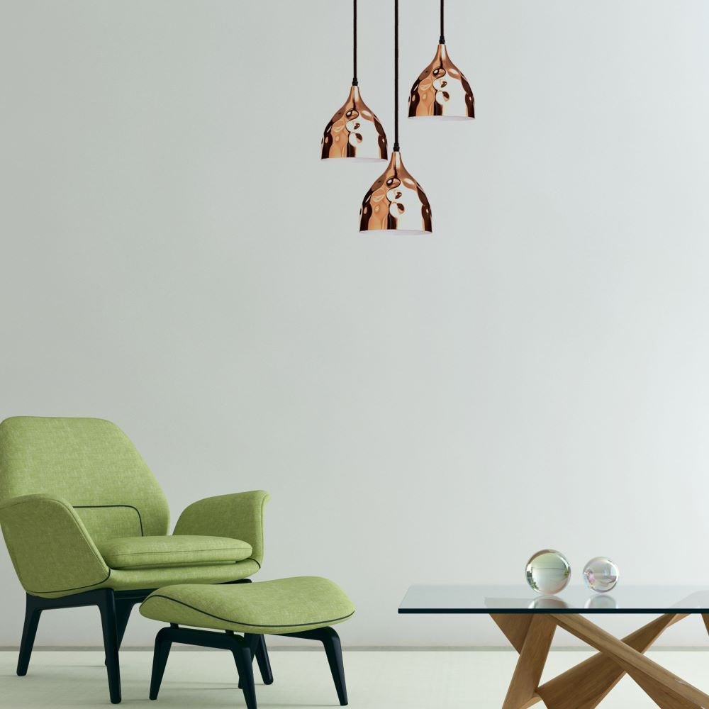 Lampa wisząca / Klosz: Miedź z przetłoczeniami / Średnica: 170