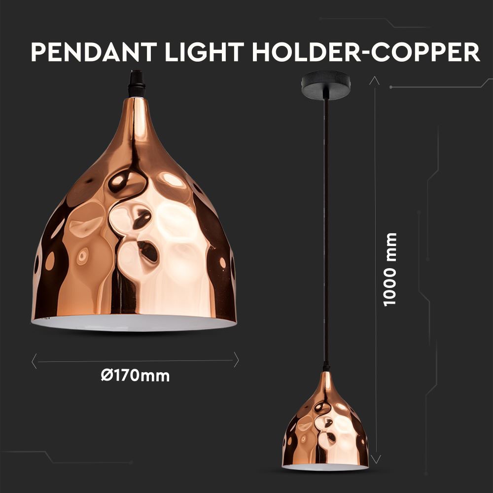 Lampa wisząca / Klosz: Miedź z przetłoczeniami / Średnica: 170