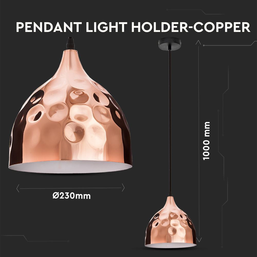 Lampa wisząca / Klosz: Miedź z przetłoczeniami / Średnica: 230