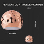 Lampa wisząca / Kula / Klosz: Miedź z przetłoczeniami / Średnica: 200