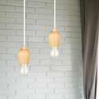 Lampa wisząca / Drewno / Biały przewód