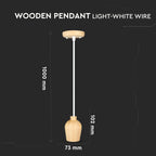 Lampa wisząca / Drewno / Biały przewód